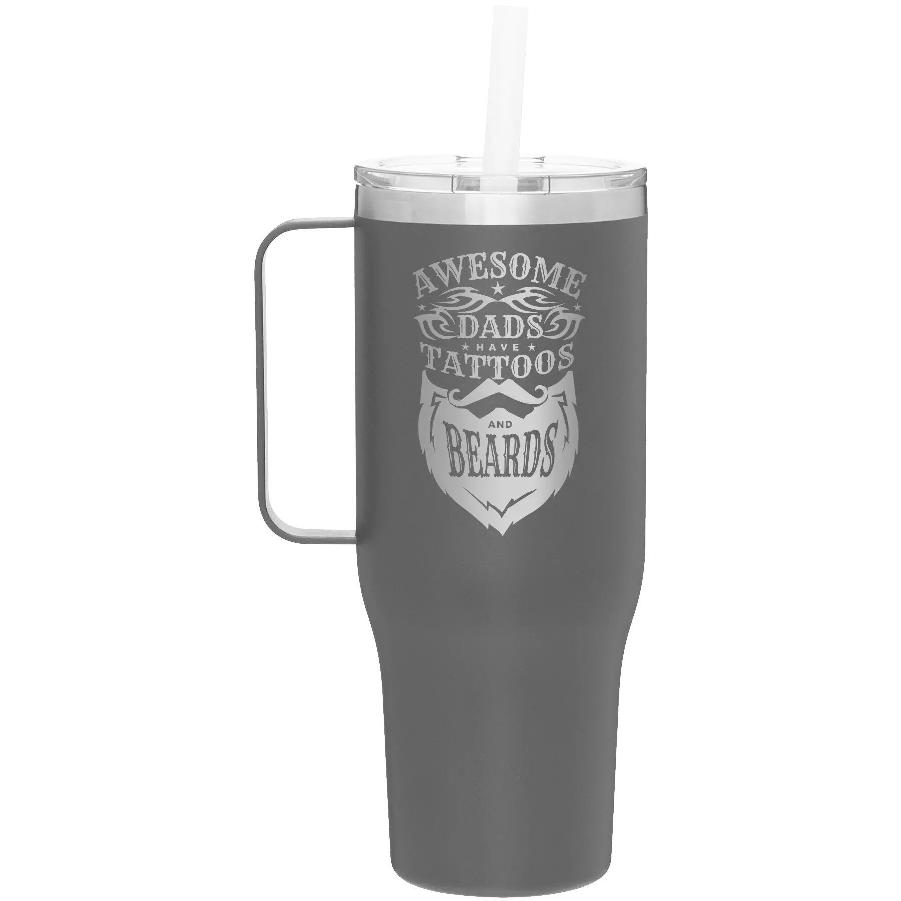 Awesome Dads have Tattoos and Beards 40 oz Tumbler Mug | Slate