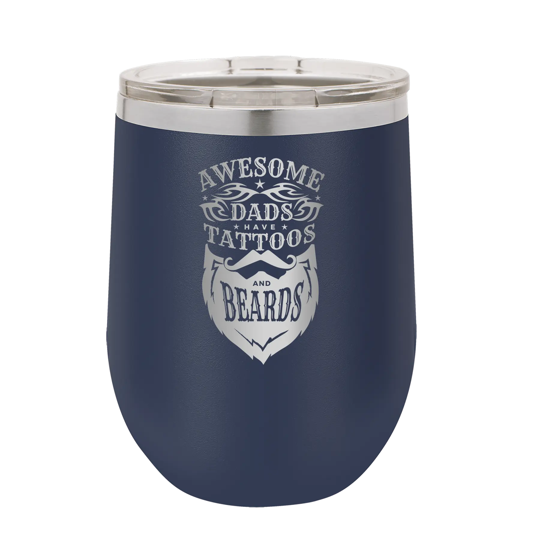 Awesome Dads have Tattoos and Beards Wine Cup | Navy