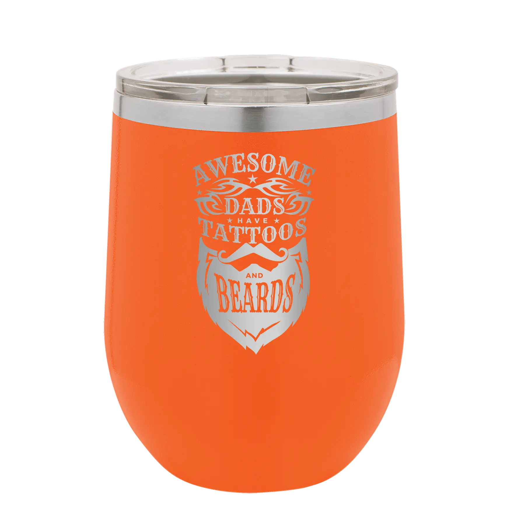 Awesome Dads have Tattoos and Beards Wine Cup | Orange