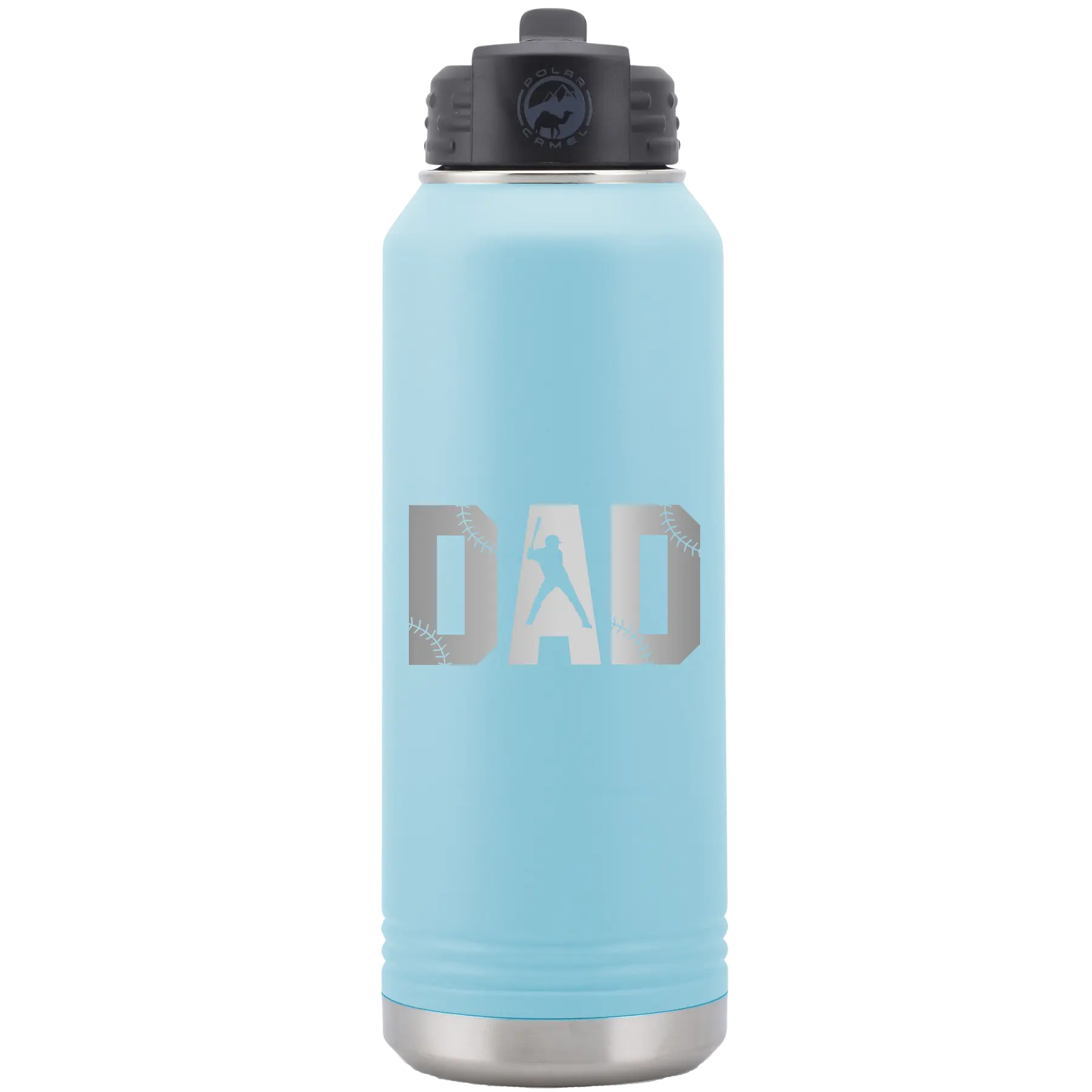 Baseball Dad 32 oz Water Bottle | Light Blue