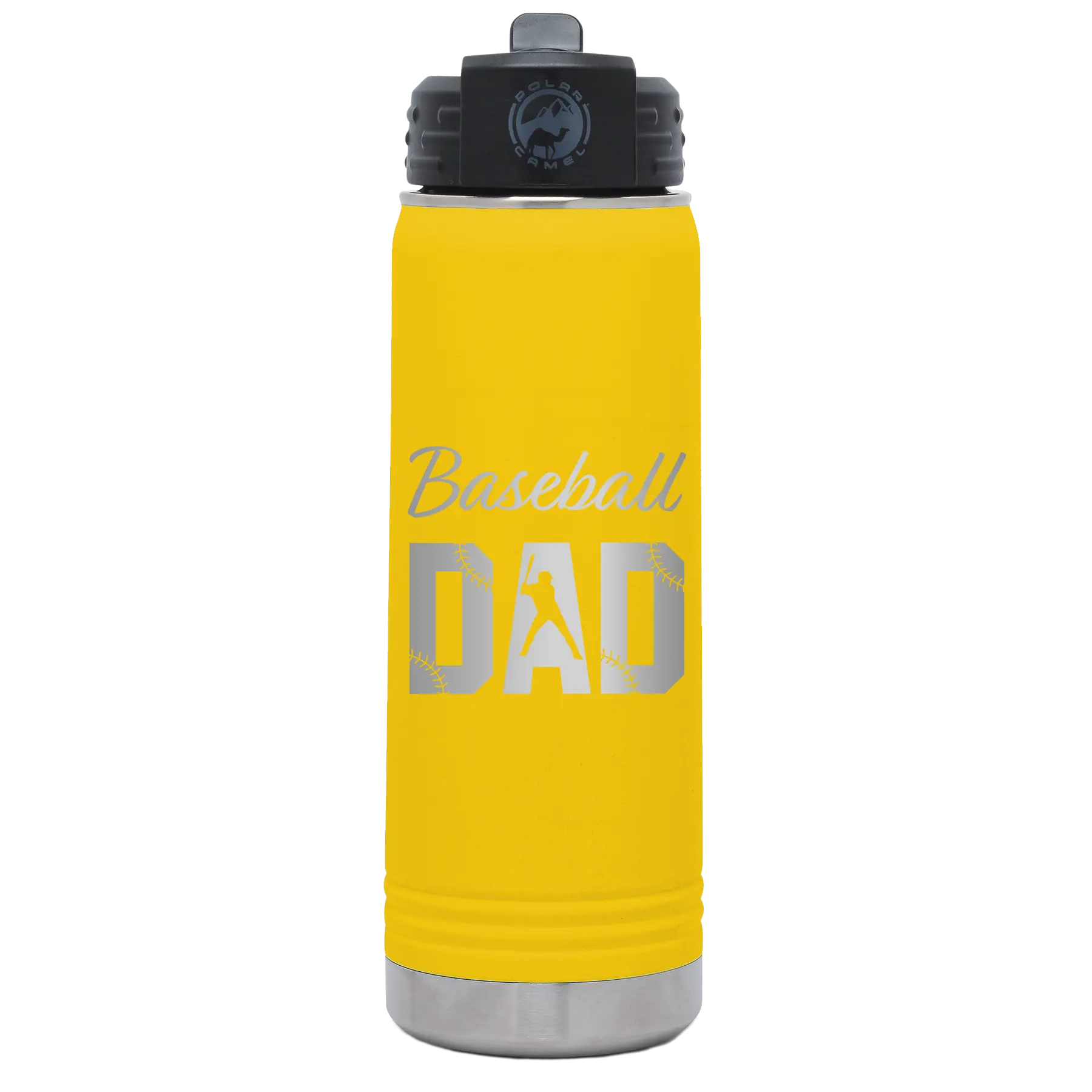 Baseball Dad2 20 oz Water Bottle | Yellow