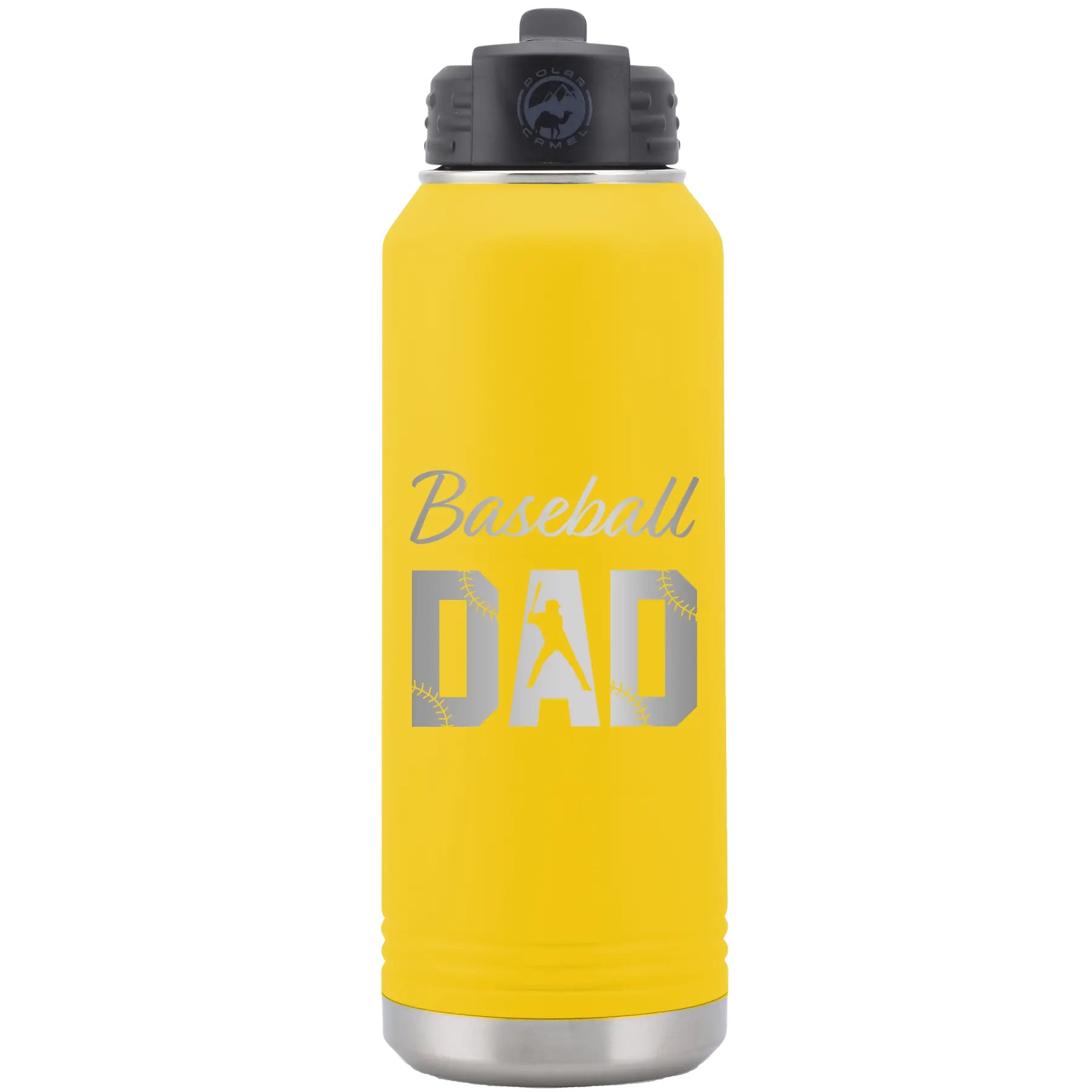 Baseball Dad2 32 oz Water Bottle | Yellow
