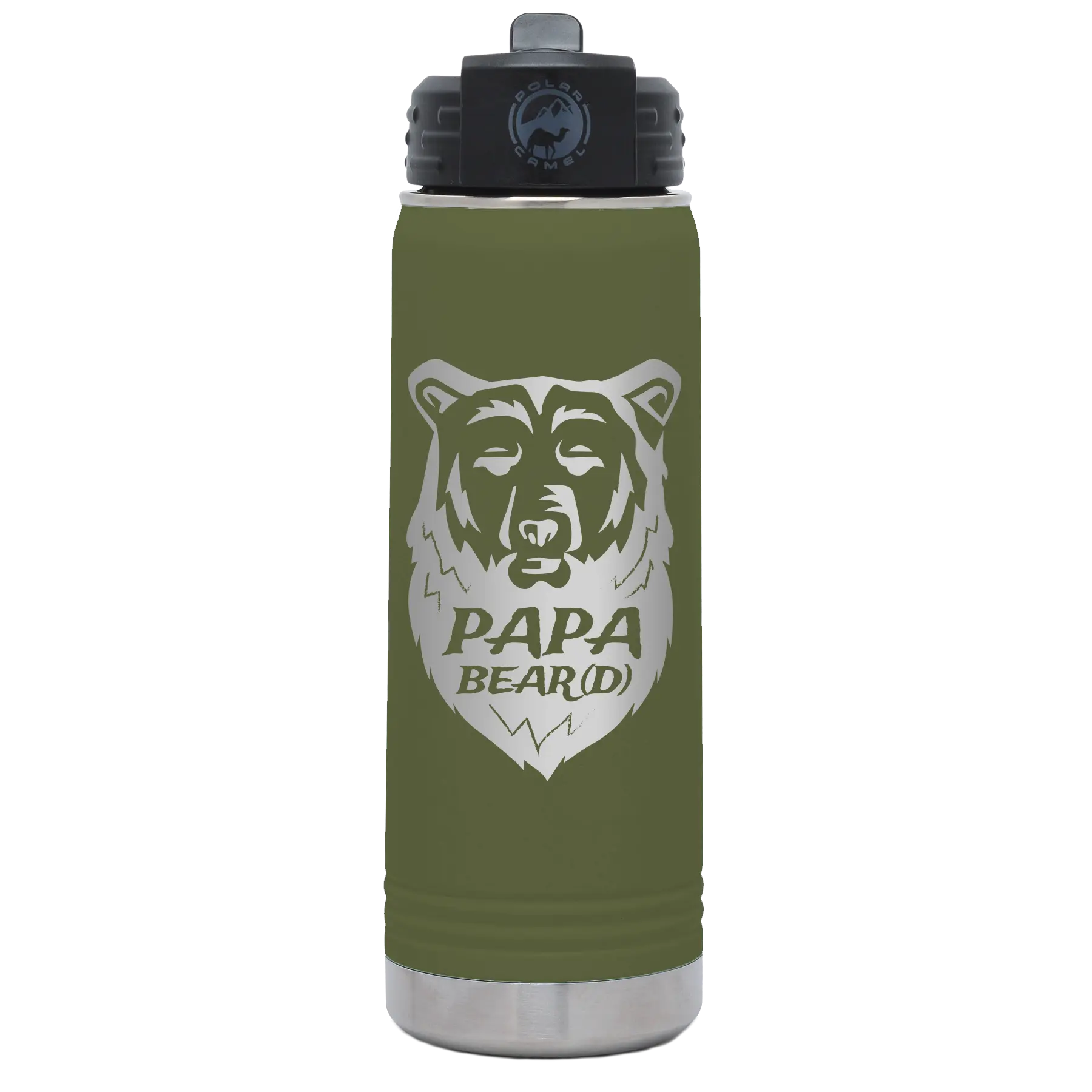 Papa Beard 20 oz Water Bottle | Olive Green