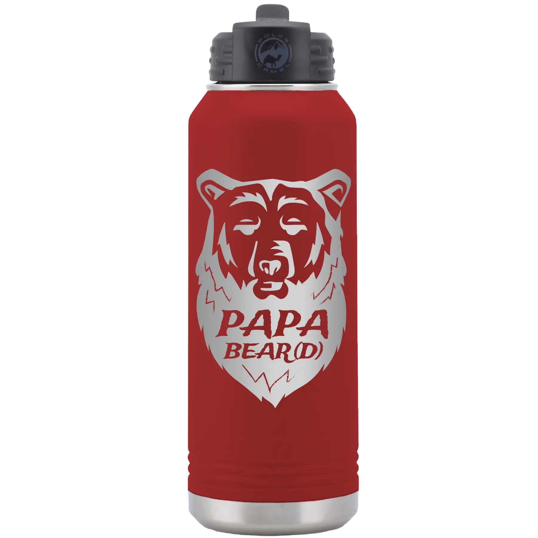 Papa Beard 32 oz Water Bottle | Maroon