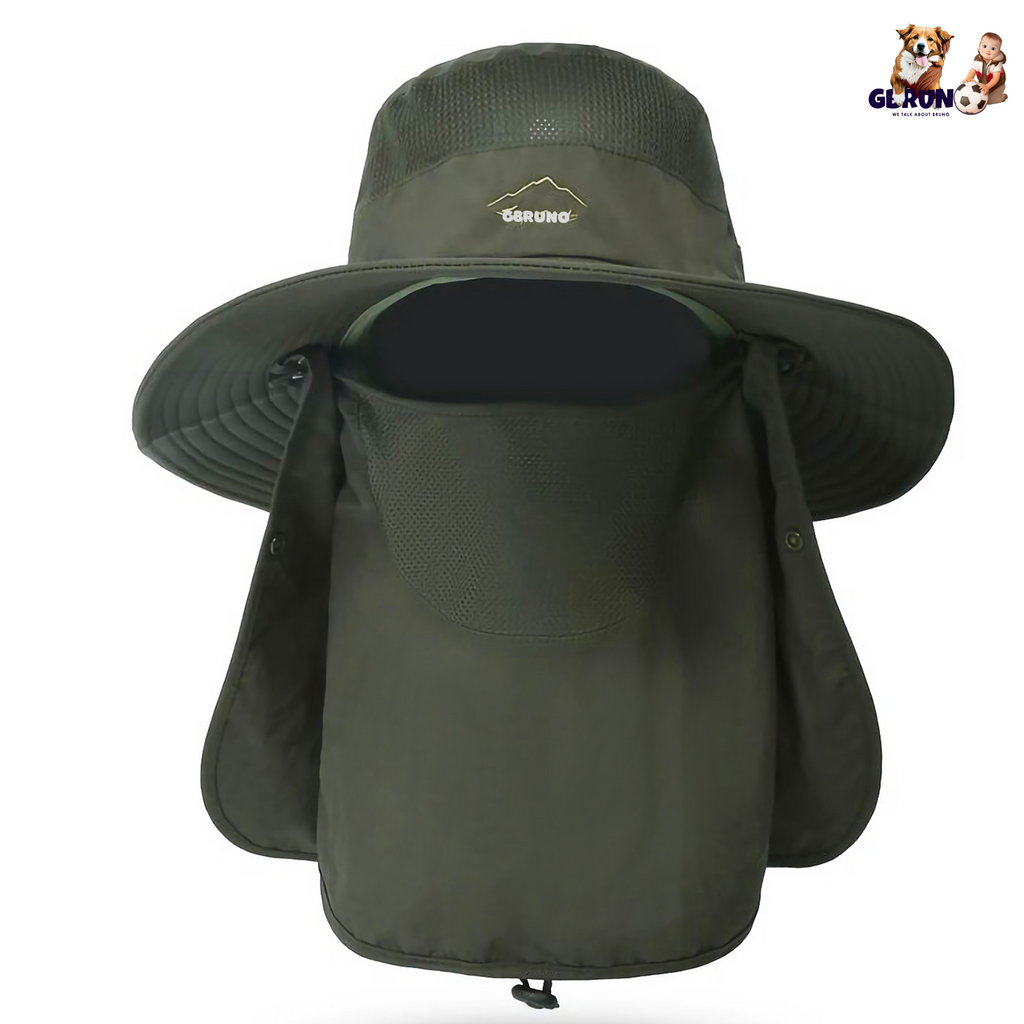 Fishing Bucket Hat Wide Brim Breathable Unisex Hat Sunlight-proof Removable Neck Face Fishing Cap For Fishing Hiking Traveling
