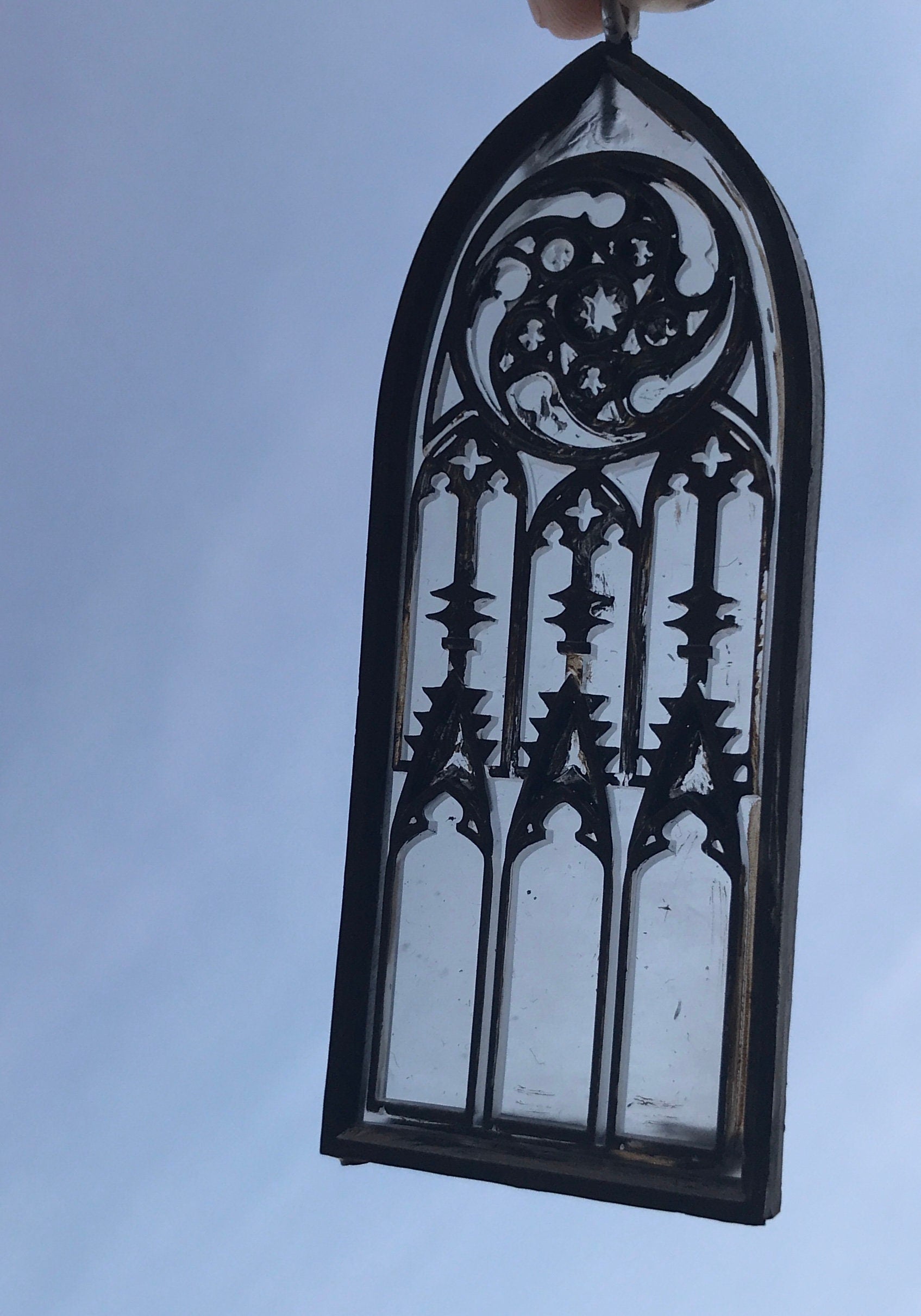 Gothic Cathedral Arch Ornament, Translucent | Unique Gothic Home Decor | Resin Medieval Architecture, Gothic Ornament Holiday Decor