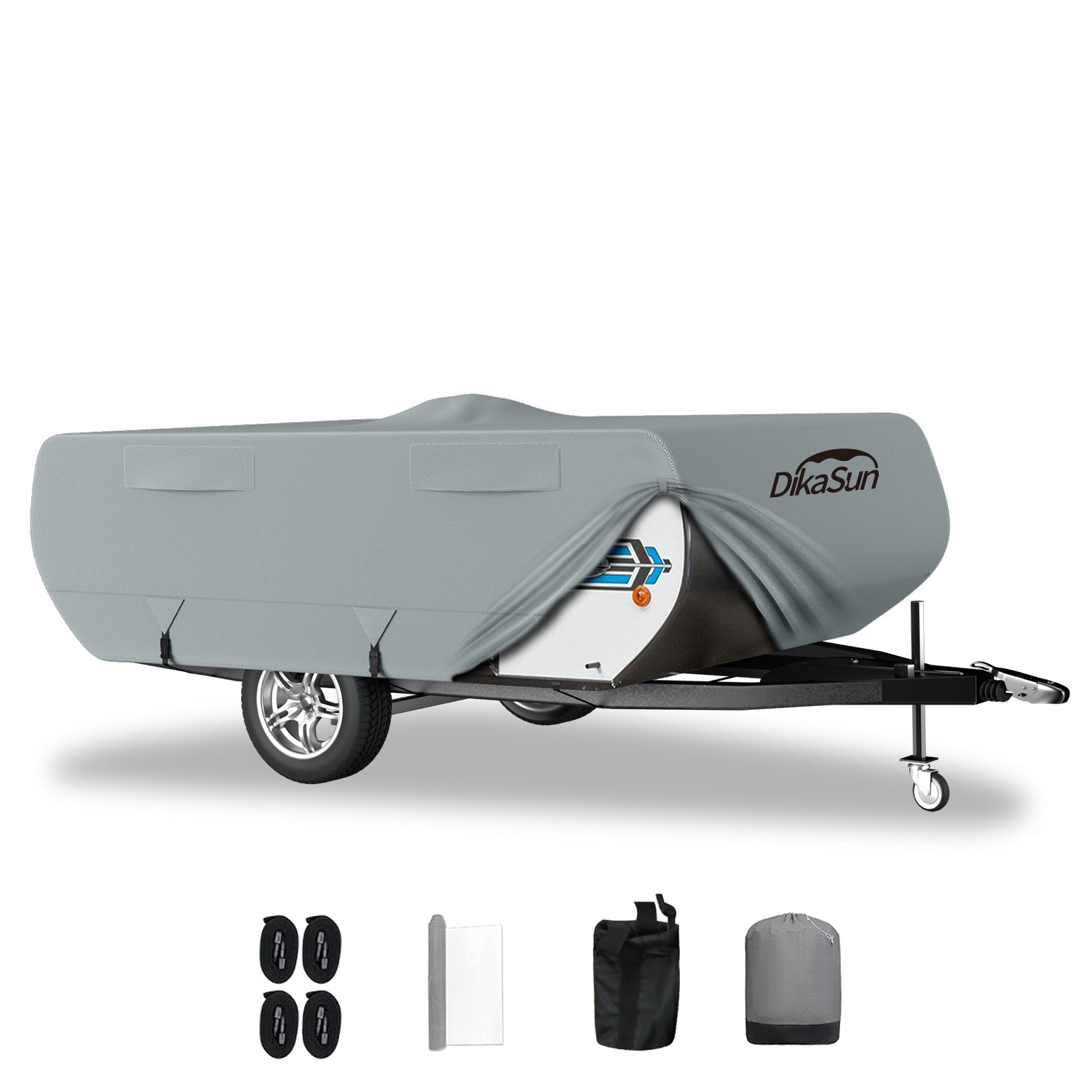 DikaSun 7 Layers Pop Up Camper Cover, Breathable UV Resistant Windproof Waterproof RV Cover