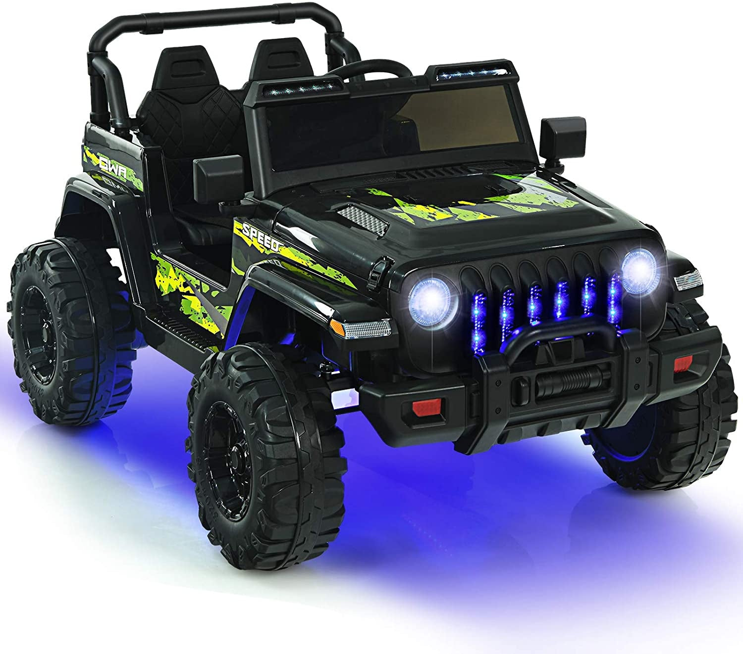 12V Kids Ride-on Jeep Car with 2.4 G Remote Control-Black & Green