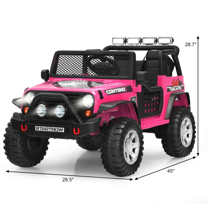 12V Kids Electric Ride On Truck with Remote Control and Operation Lever-Pink