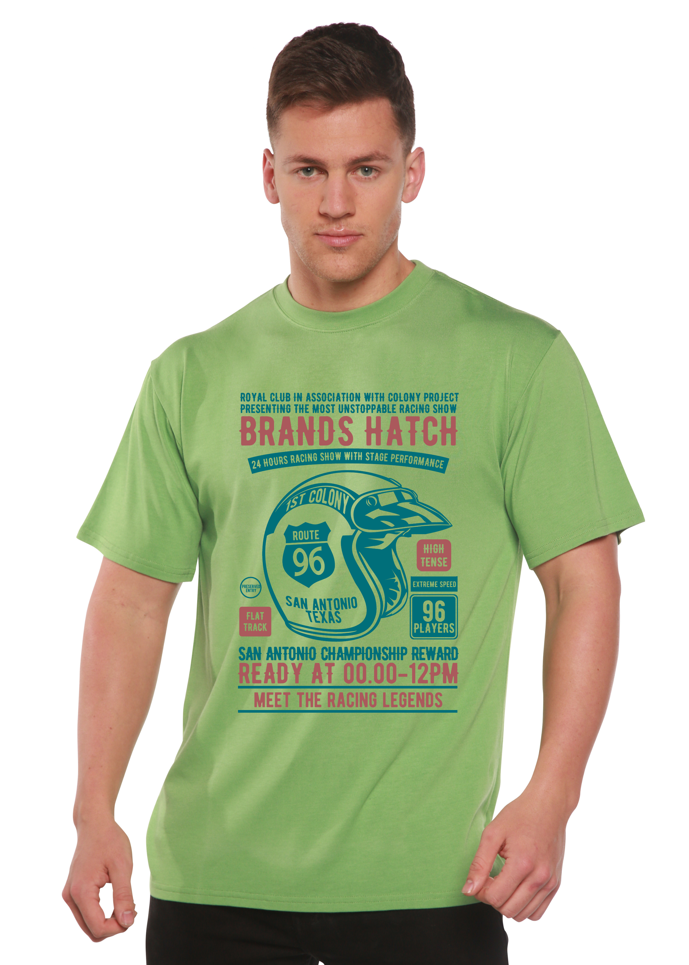Brands Hatch Men's Bamboo Viscose/Organic Cotton Short Sleeve Graphic T-Shirt
