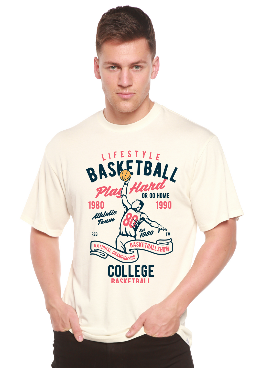 Life Style Basketball Men's Bamboo Viscose/Organic Cotton Short Sleeve Graphic T-Shirt