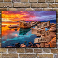 Sunset Beach Skies Family Names Sign