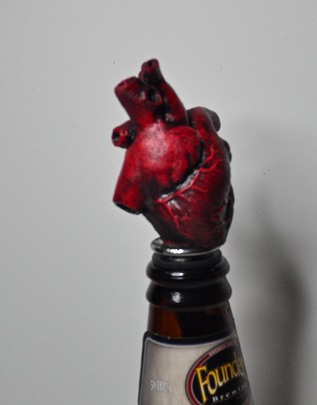 Anatomical Heart Winestopper, Hand Painted Resin | Gothic Medical Decor, Anatomy Heart Bottle Stopper |Fantasy Gothic Wine and Barware Gift