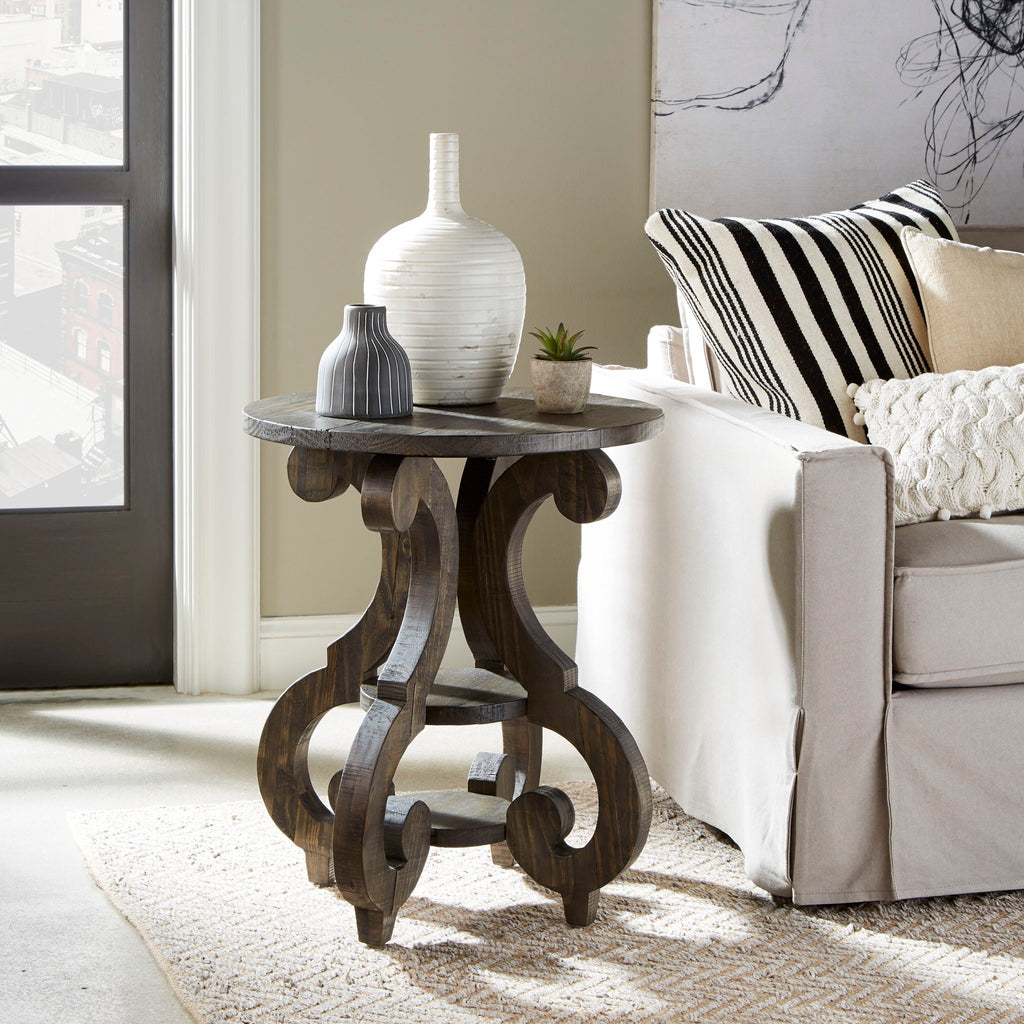 Bellamy - Round Accent End Table - Peppercorn