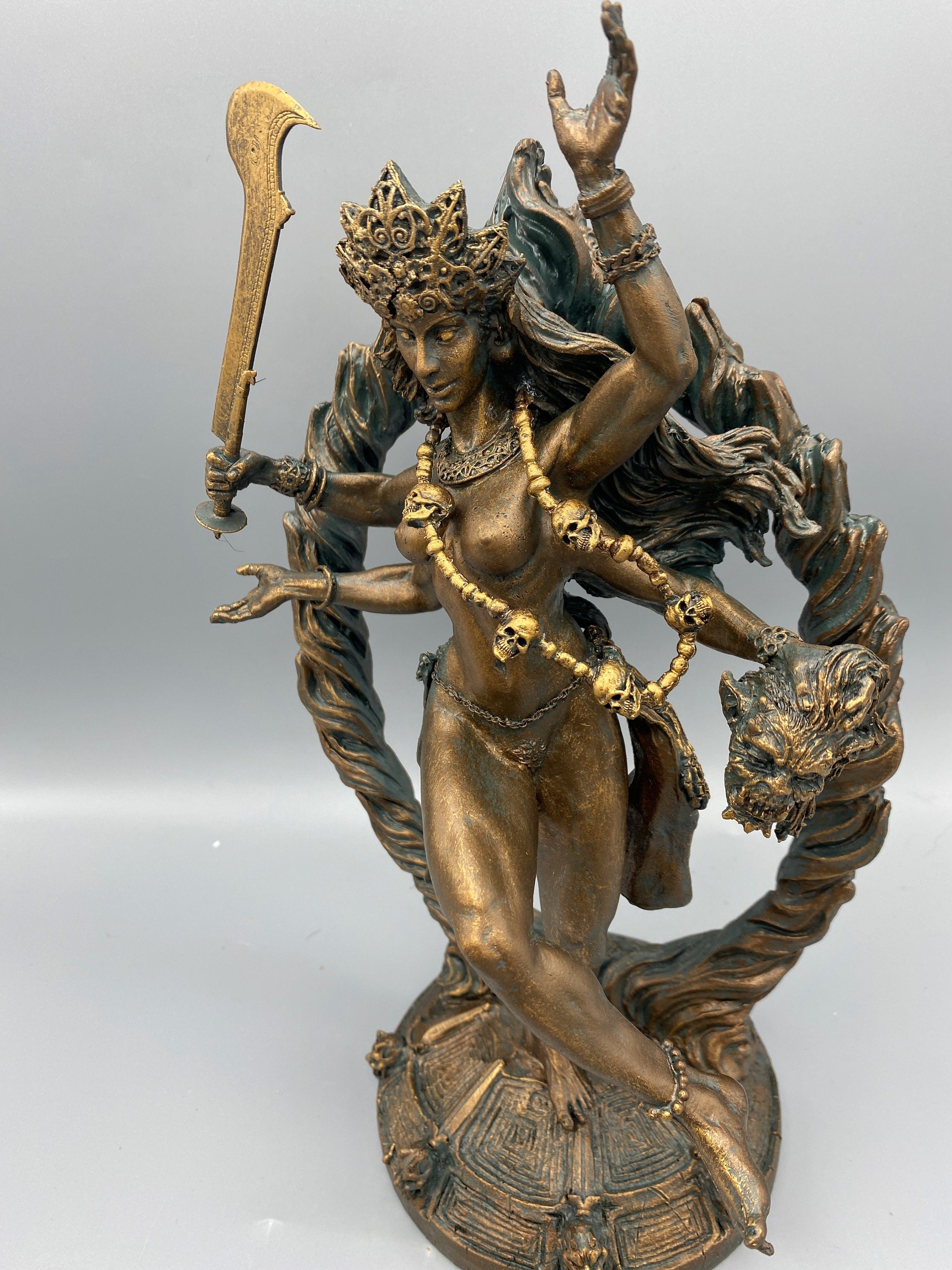 Kali Goddess Statue, Hand Painted Resin Sculpture |Mythological Figurine |Myths and Legends Hindu Statue |Mythic Altar Statue for Home Decor