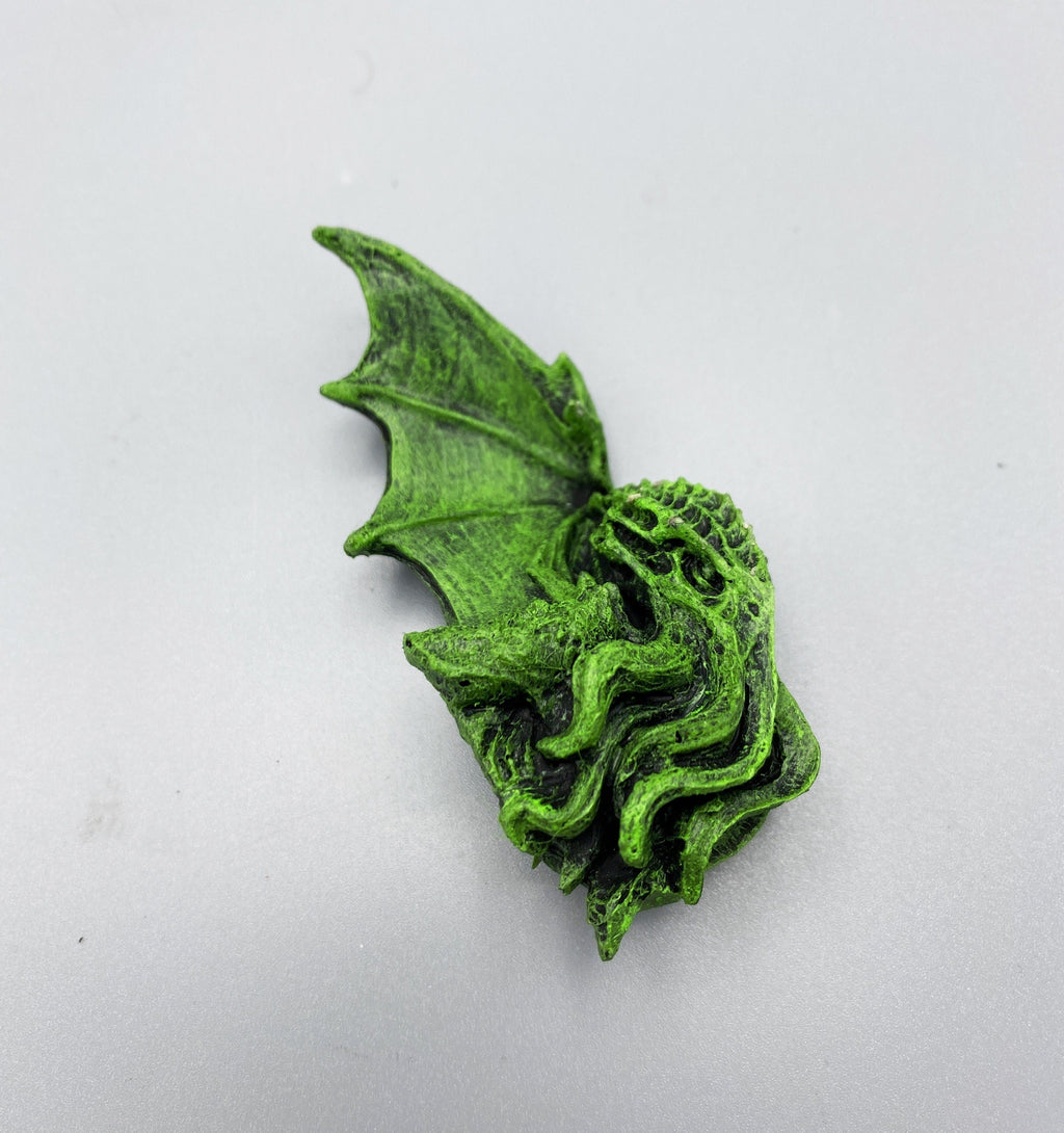 Cthulhu Magnet, Hand Painted Resin Sculpture | Mythic Lovecraftian Decor | Cthulhu Magnet for Gamer and Gothic Decor