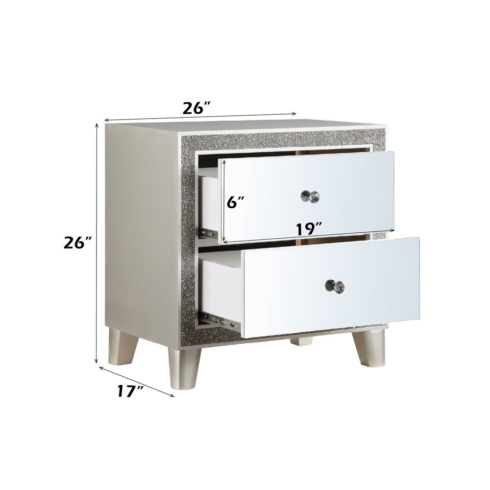 Sliverfluff - Nightstand - Mirrored & Champagne
