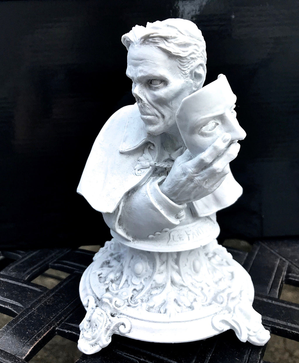 Phantom of the Opera Bust, Hand Painted Resin Sculpture, White |. Halloween Monster Opera Ghost Figurine | Gothic Art for Spooky Home Decor