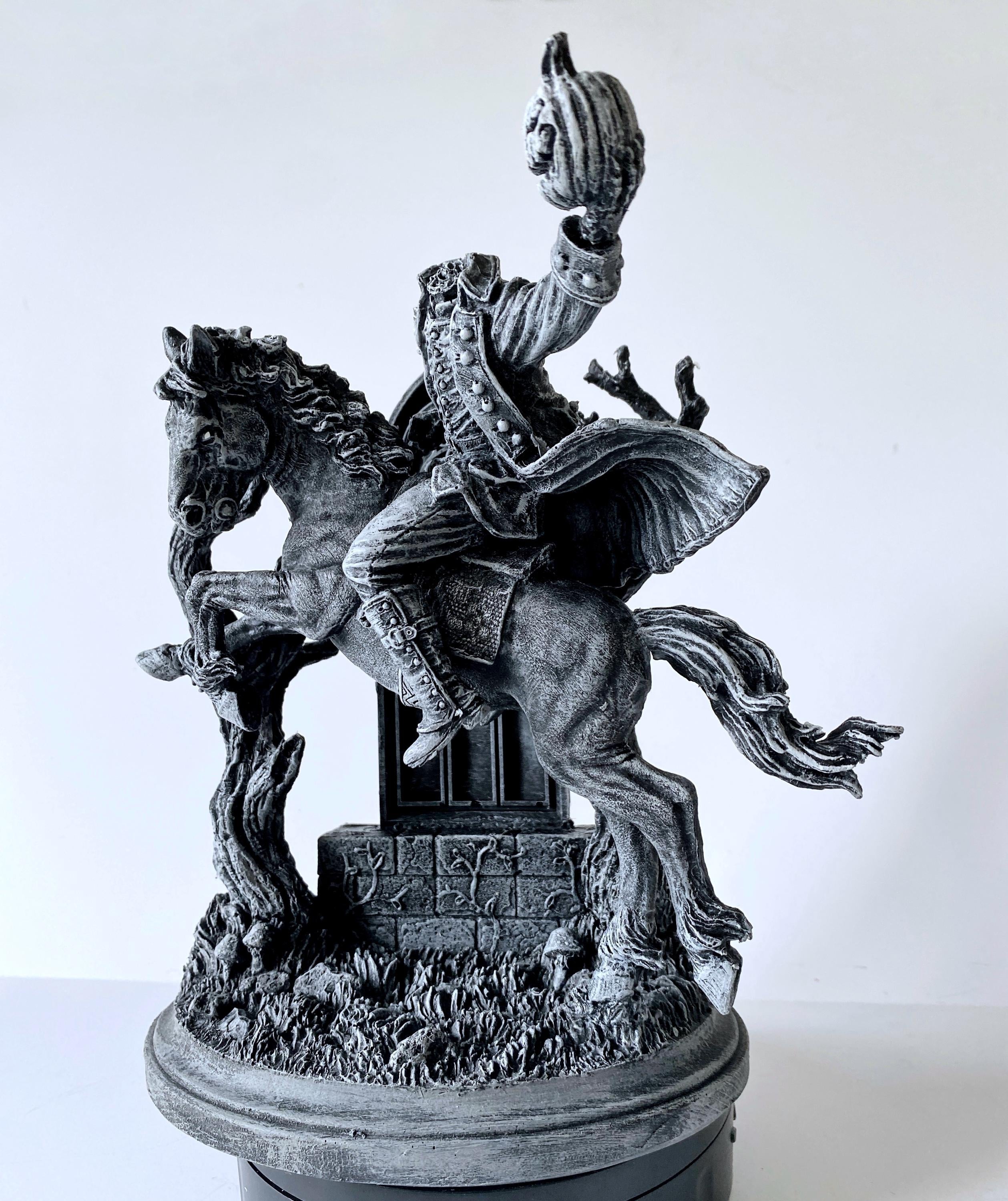 Headless Horseman Riding Statue, Hand Painted Resin Sculpture | Gothic Legend of Sleepy Hollow Figurine | Dark Folklore Art for Spooky Decor