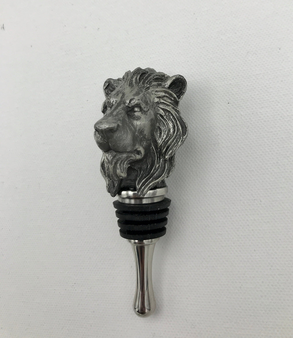 Lion Head Winestopper, Hand Sculpted Resin, Mythic Fantasy Art Barware | Gothic Lion Bottle Stopper | Fantasy Wine and Barware Gift