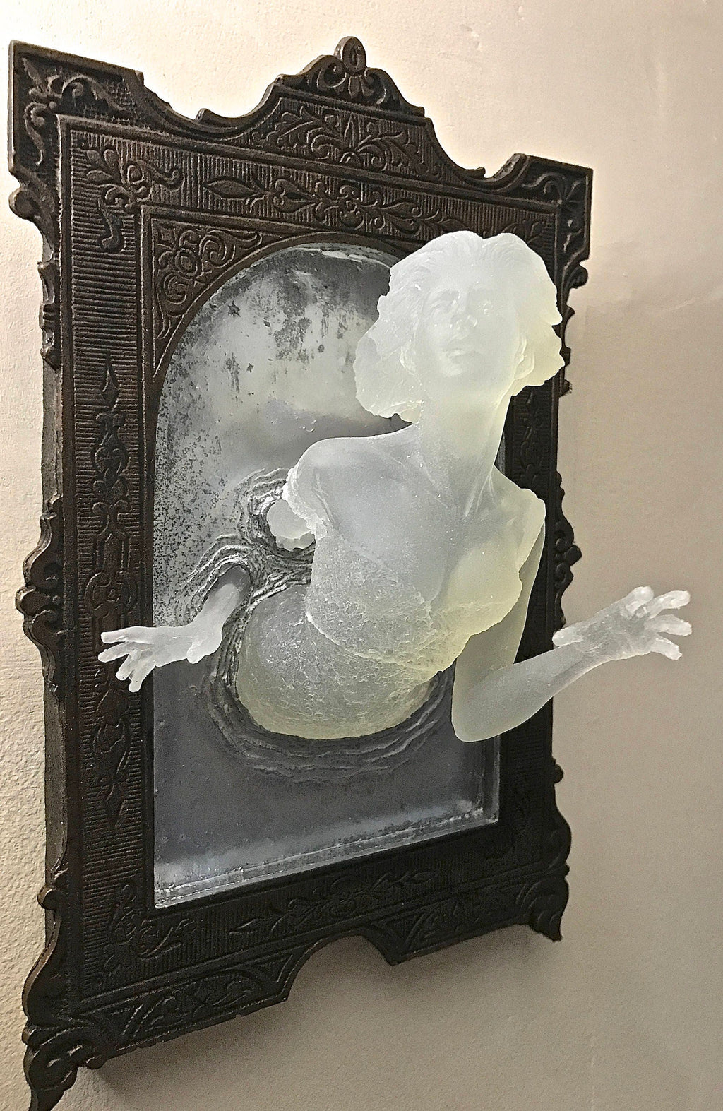 Ghost in the Mirror Wall Plaque, Glow in the Dark Resin | Victorian Gothic Haunted Wall Art |  Gift for Halloween and Spooky Home Decor