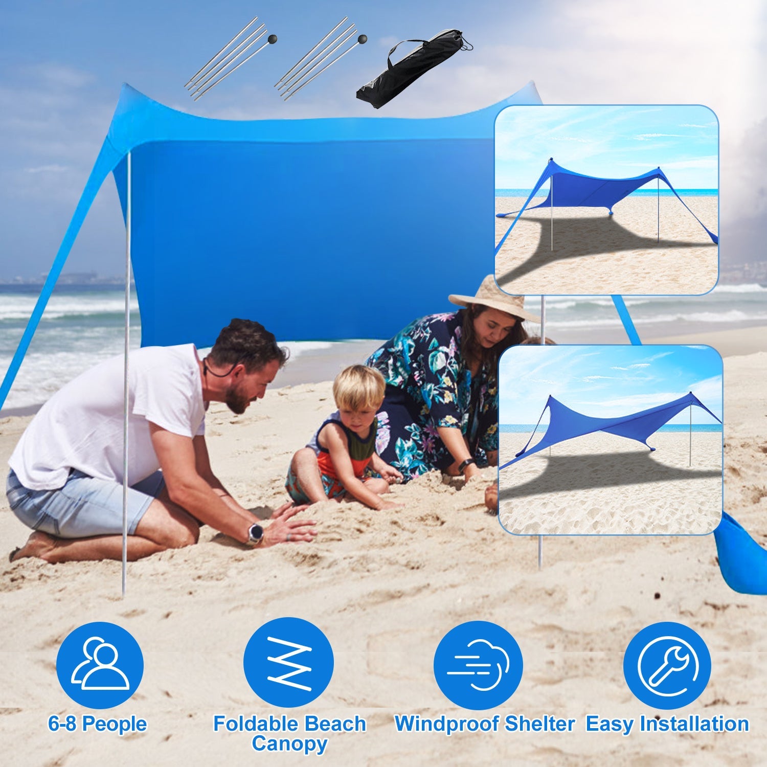 GBruno 9.8x9.8FT Foldable Beach Canopy Tent