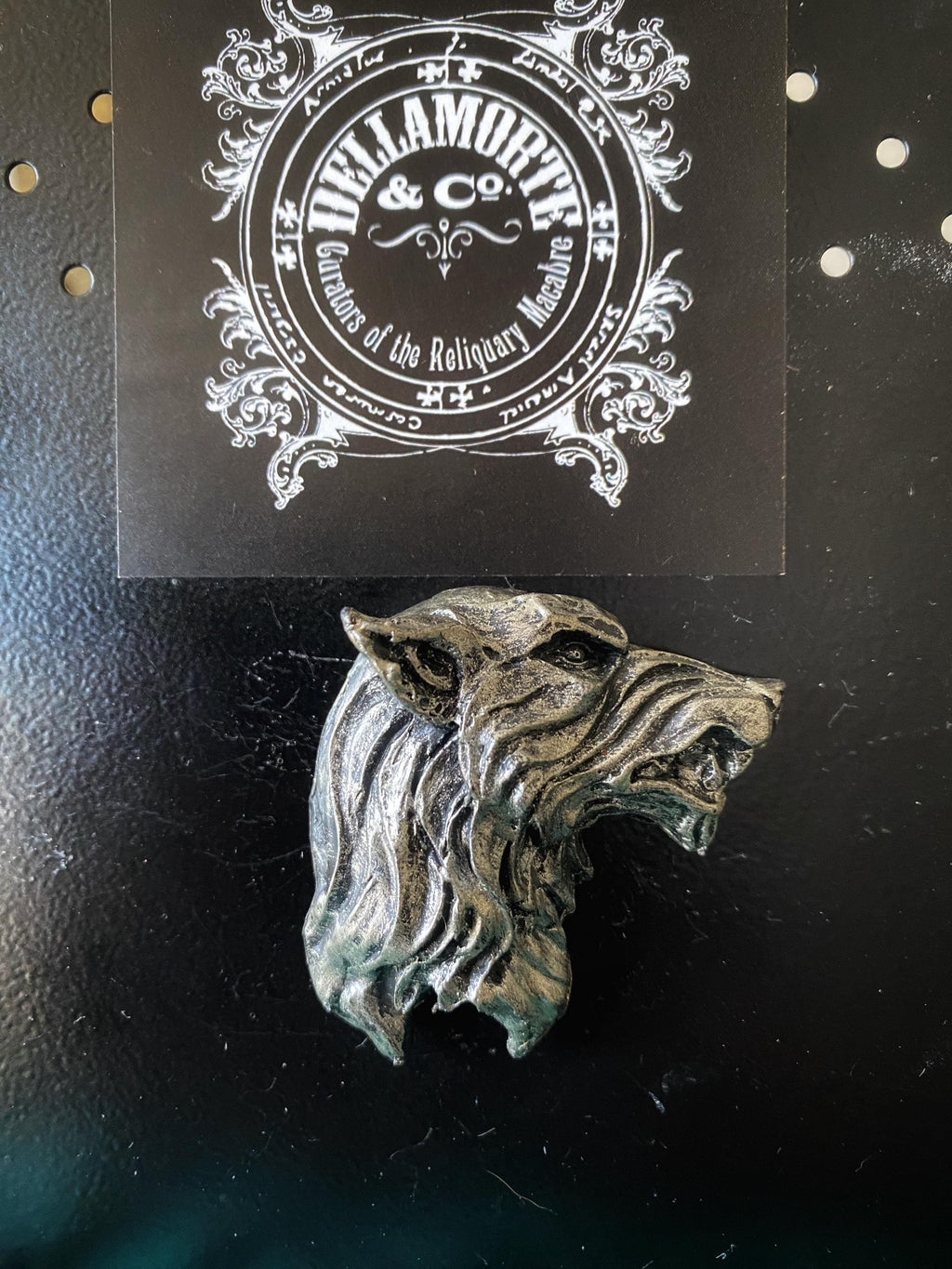 Wolf's Head Magnet, Hand Painted Resin Sculpture | Mythic Fantasy Decor | Wolf Magnet for Fantasy and Gothic Decor