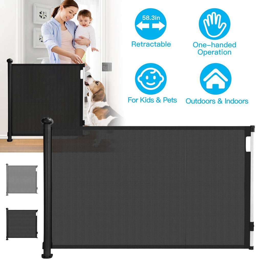 Retractable Baby Security Gate Door 58.3in Extra Wide Stair Gate for Toddlers Dogs Baby Gate with Punch Kit Punch-free Kit for Doorway Hallway Indoor