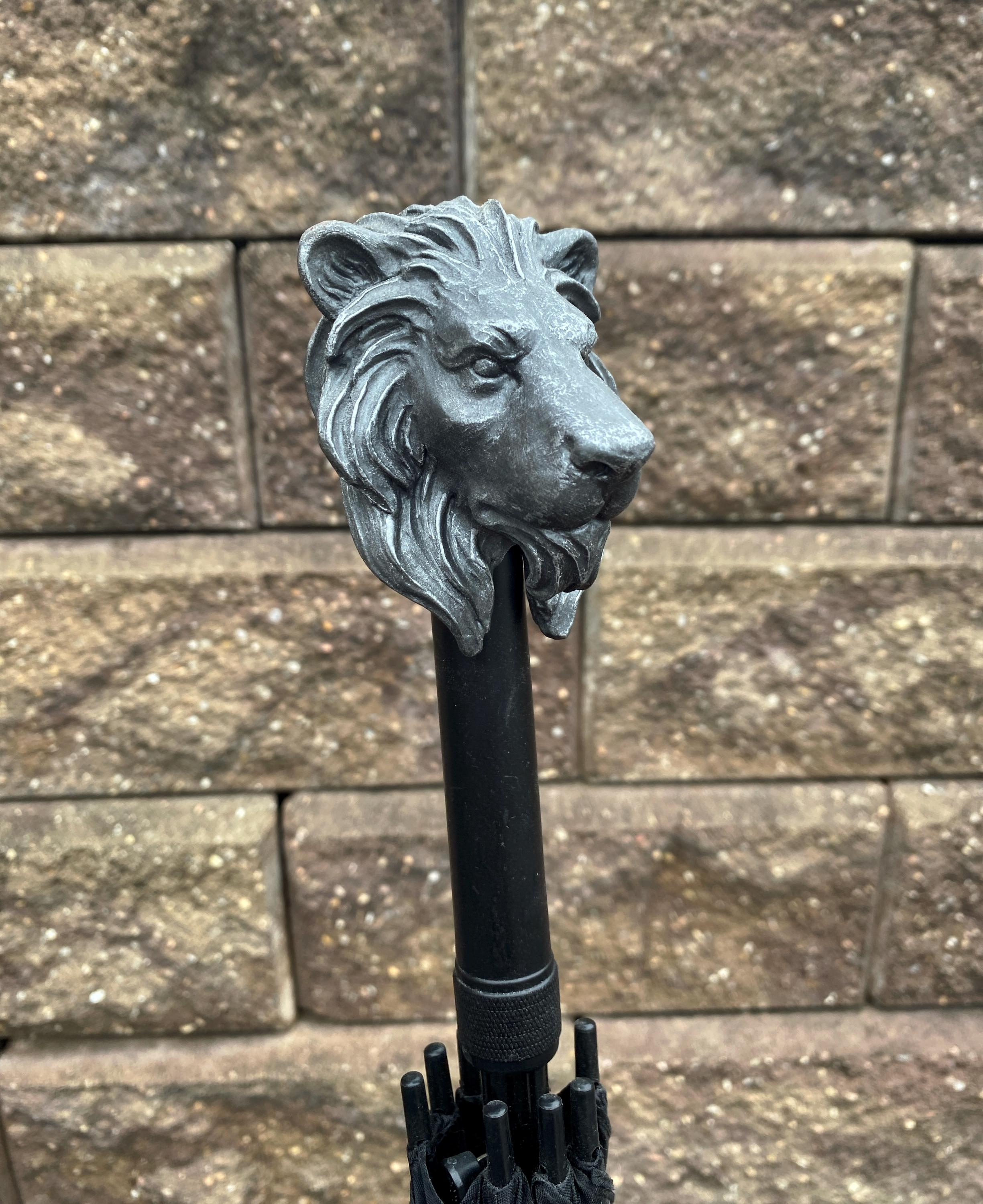 Lion Head Umbrella, Hand Sculpted Resin | Medieval Gothic Umbrella | Fantasy Cosplay Lion Umbrella Cane, Gothic Accessory
