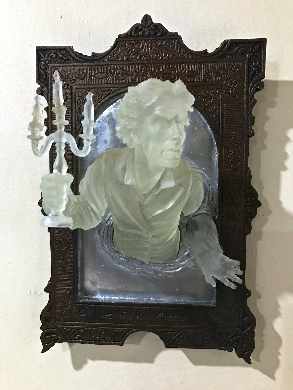 Gentleman Ghost in the Mirror Wall Plaque, Glow in the Dark Resin| Victorian Gothic Haunted Wall Art | for Halloween and Spooky Home Decor