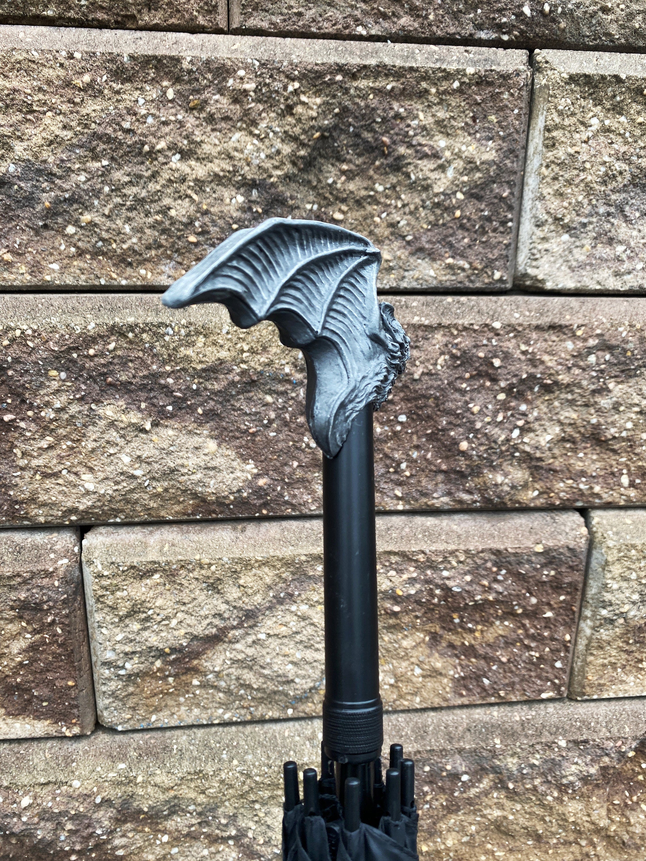 Vampire Bat Umbrella, Hand Sculpted Resin | Victorian Gothic Umbrella |Dark Fantasy Cosplay Bat Umbrella, Halloween and Gothic Accessory