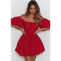 New Classical Women Mini Dress Short Puff Sleeve Loose Back Dress - Fashion Clothes for Women