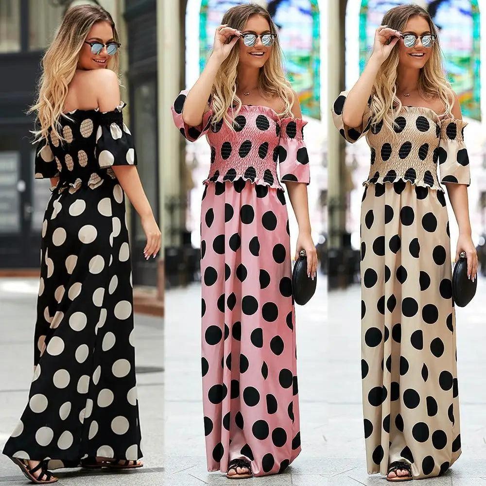Women Summer And Autumn Fashion A-Line One-Shoulder High Waist Dresses - Fashion Summer Dresses For Women
