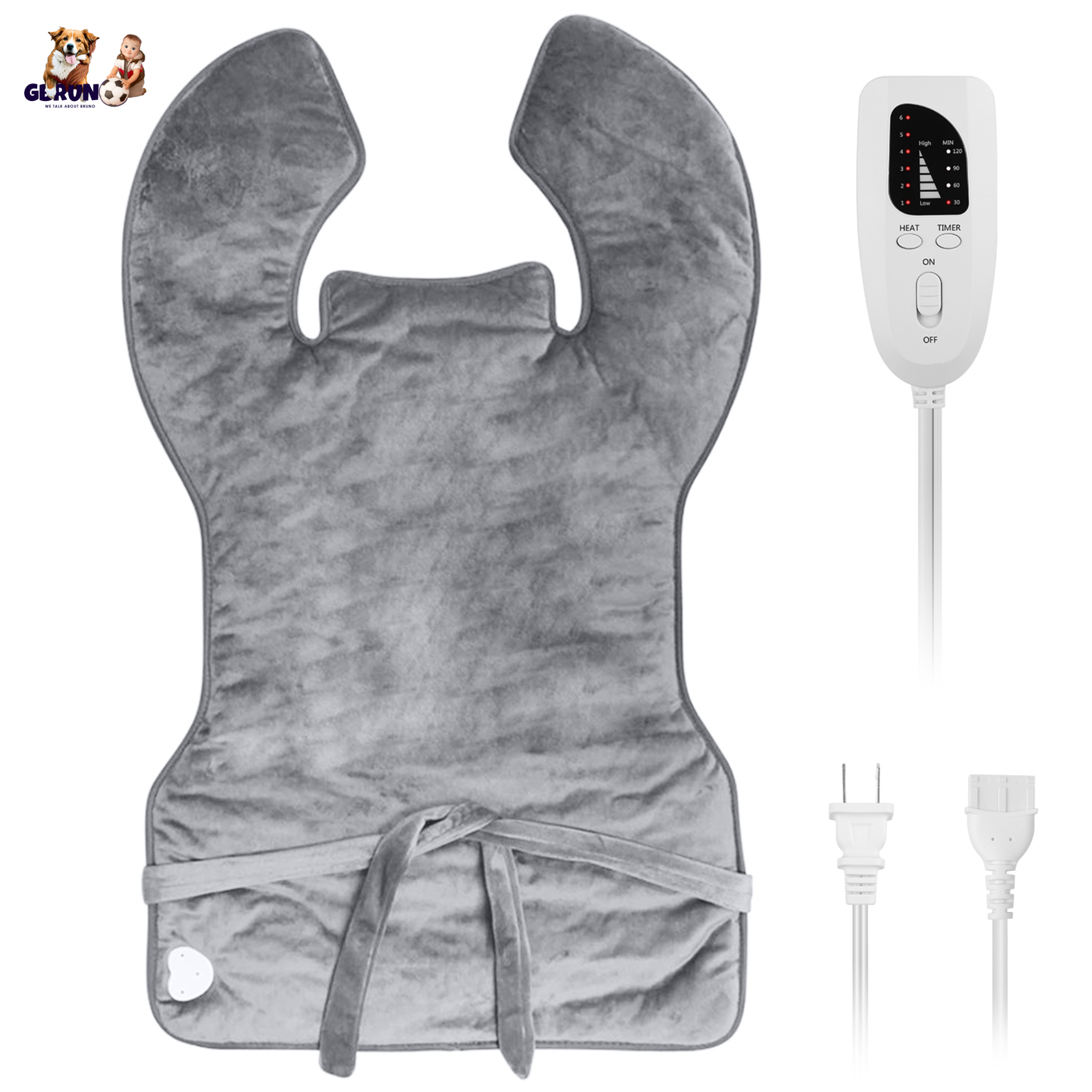 36.6x22in Electric Heating Wrap for Neck Shoulder Fast Heating Pad Mat Heated Neck Wrap for Back Pain Relief with 6 Temperature Settings 4 Timer Modes