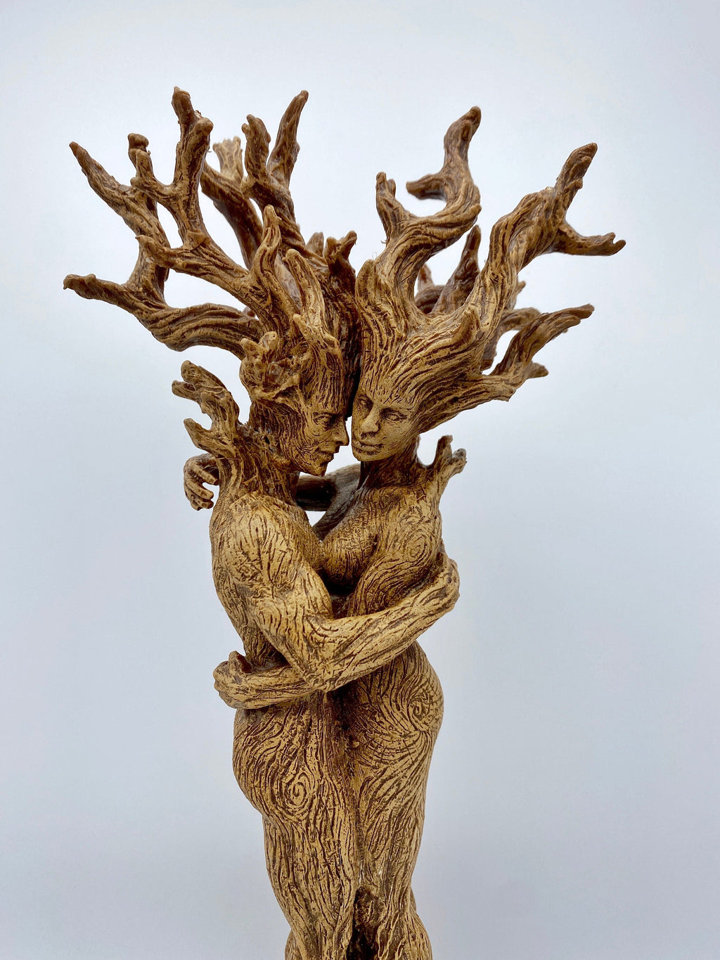 Amor Silvanus: Embracing Dryads Statue | Mythical Forest Creature Figurine | Woodland Tree Spirit Couple, Fantasy Art Home Decor