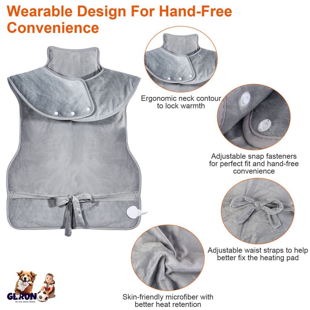 36.6x22in Electric Heating Wrap for Neck Shoulder Fast Heating Pad Mat Heated Neck Wrap for Back Pain Relief with 6 Temperature Settings 4 Timer Modes