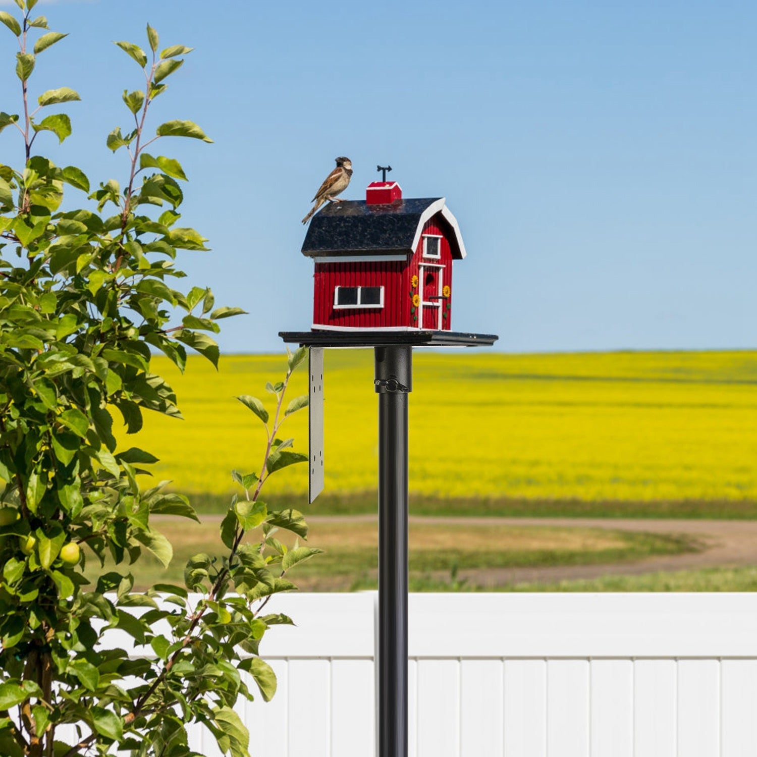 79.92in Bird House Pole Kit Height Adjustable Bird Feeder PoleÊMount Kit Heavy Duty Bird House Pole Set with 5 Prongs Base for Bird House Bird Feeder