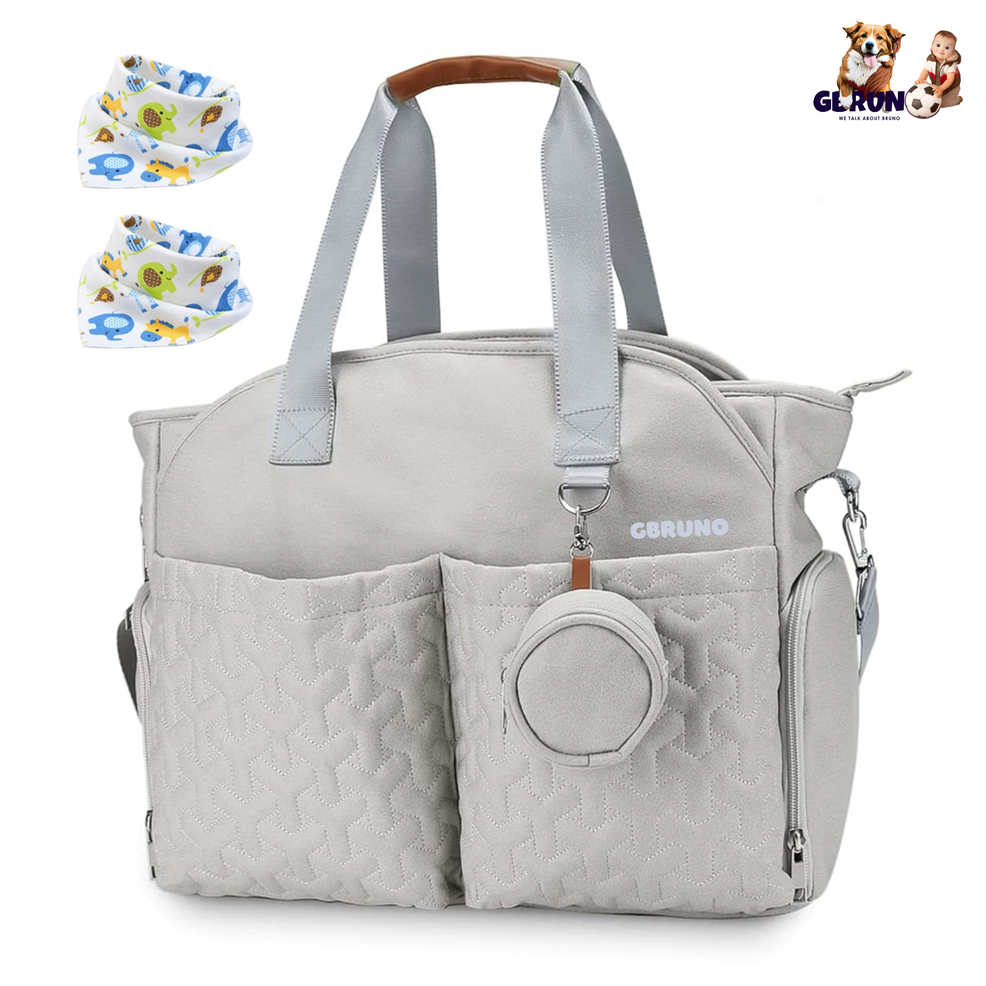 Breast Pump Bag Diaper Tote Bag with Detachable Shoulder Strap Side Pocket Free Baby Bibs Compatible with Spectra S1 S2 Medela