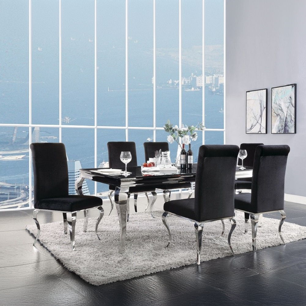 Fabiola - Side Chair (Set of 2) - Black Fabric & Stainless Steel