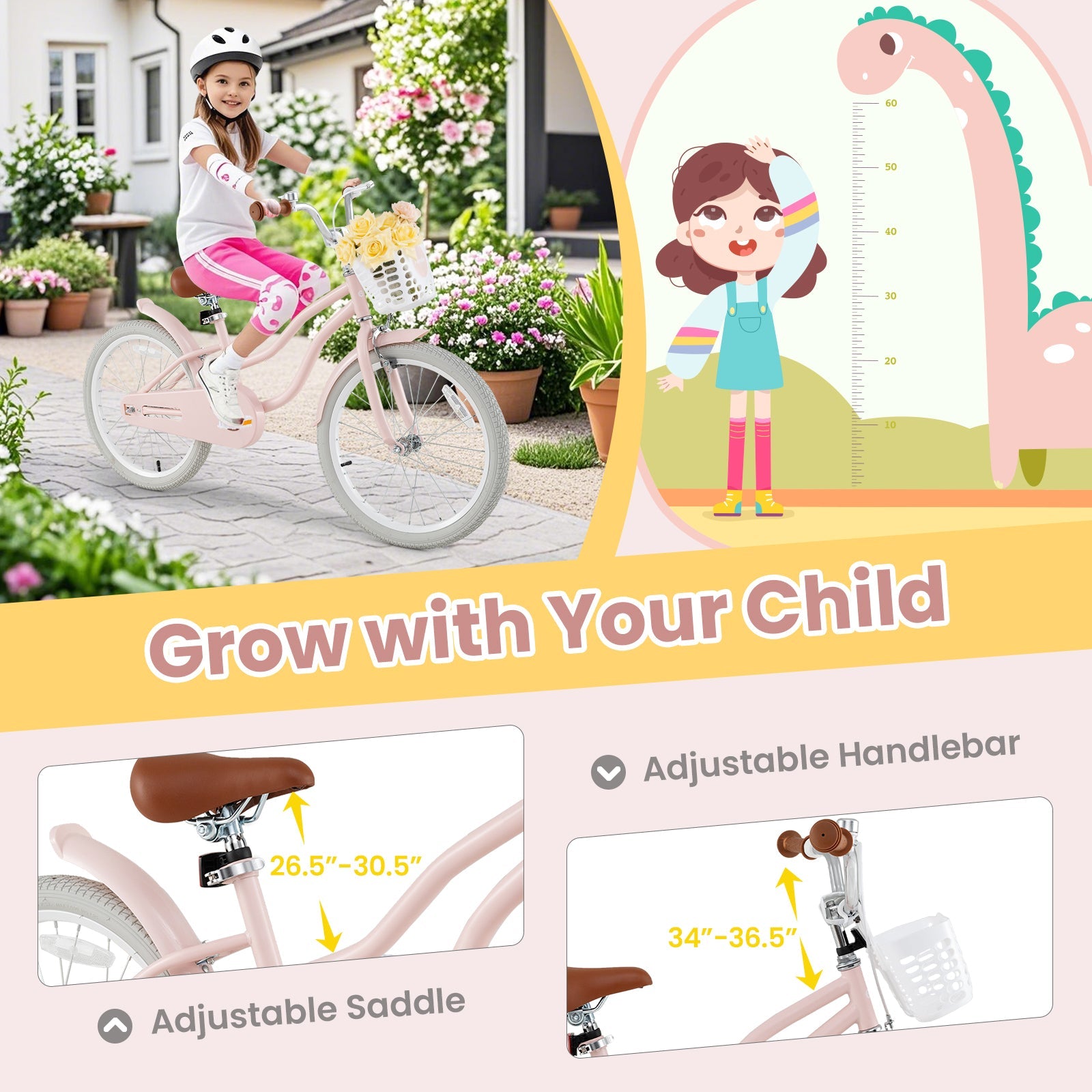 20 Inch Kids Bike with Kickstand for Boys Girls