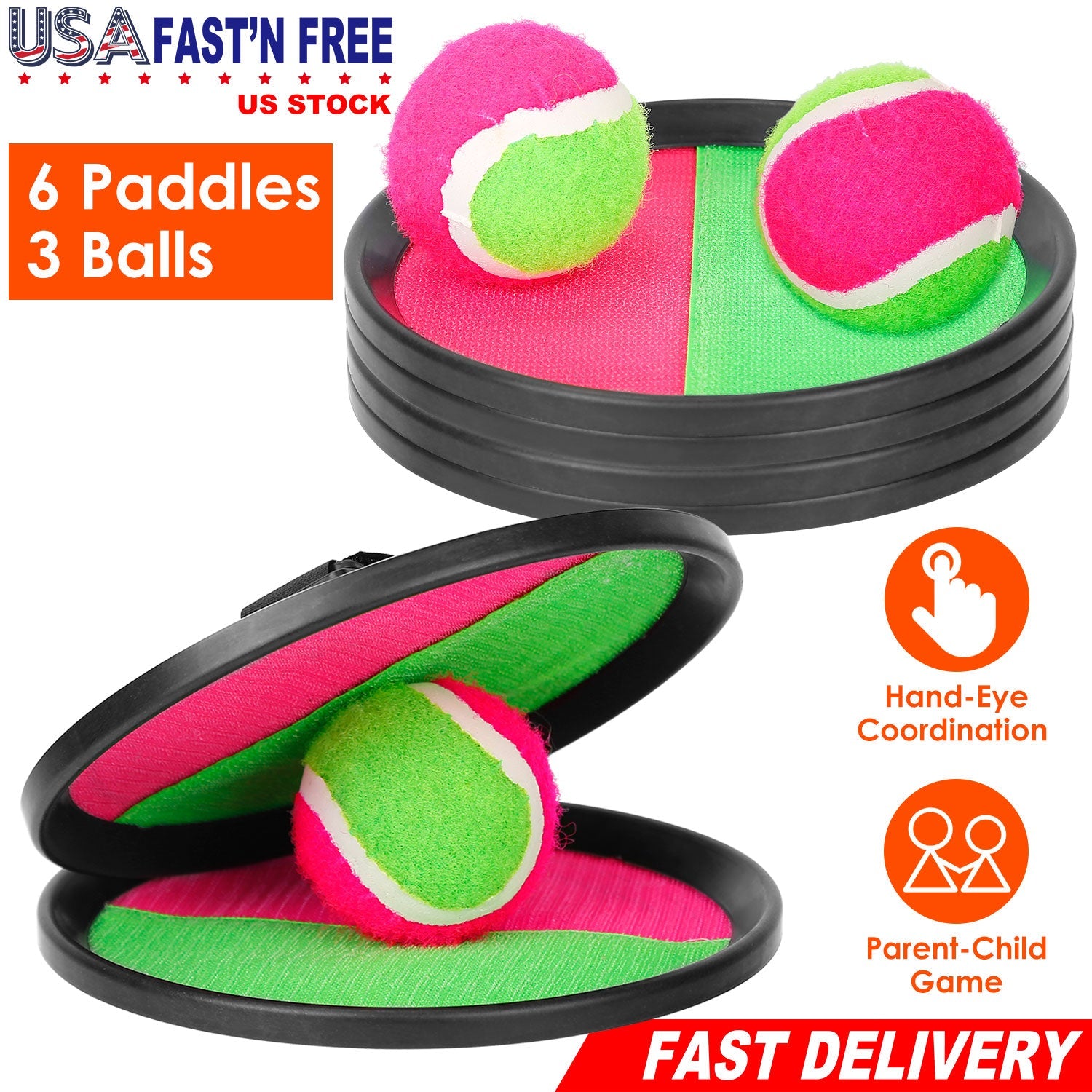 3Sets Toss and Catch Ball Throw Catch Ball Paddle Outdoor Ball Game Catch Game Beach Game