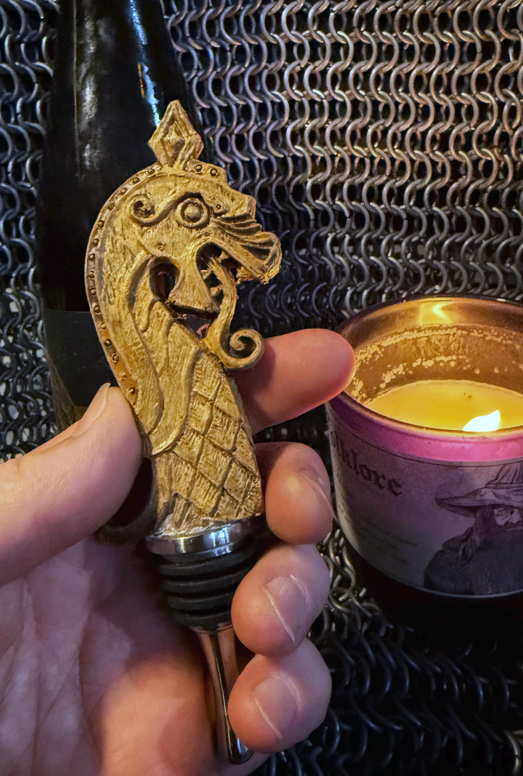 Viking Ship Dragon Winestopper, Hand Sculpted Resin, Medieval Norse Art Barware |Mythic Viking Bottle Stopper |Fantasy Wine and Barware Gift