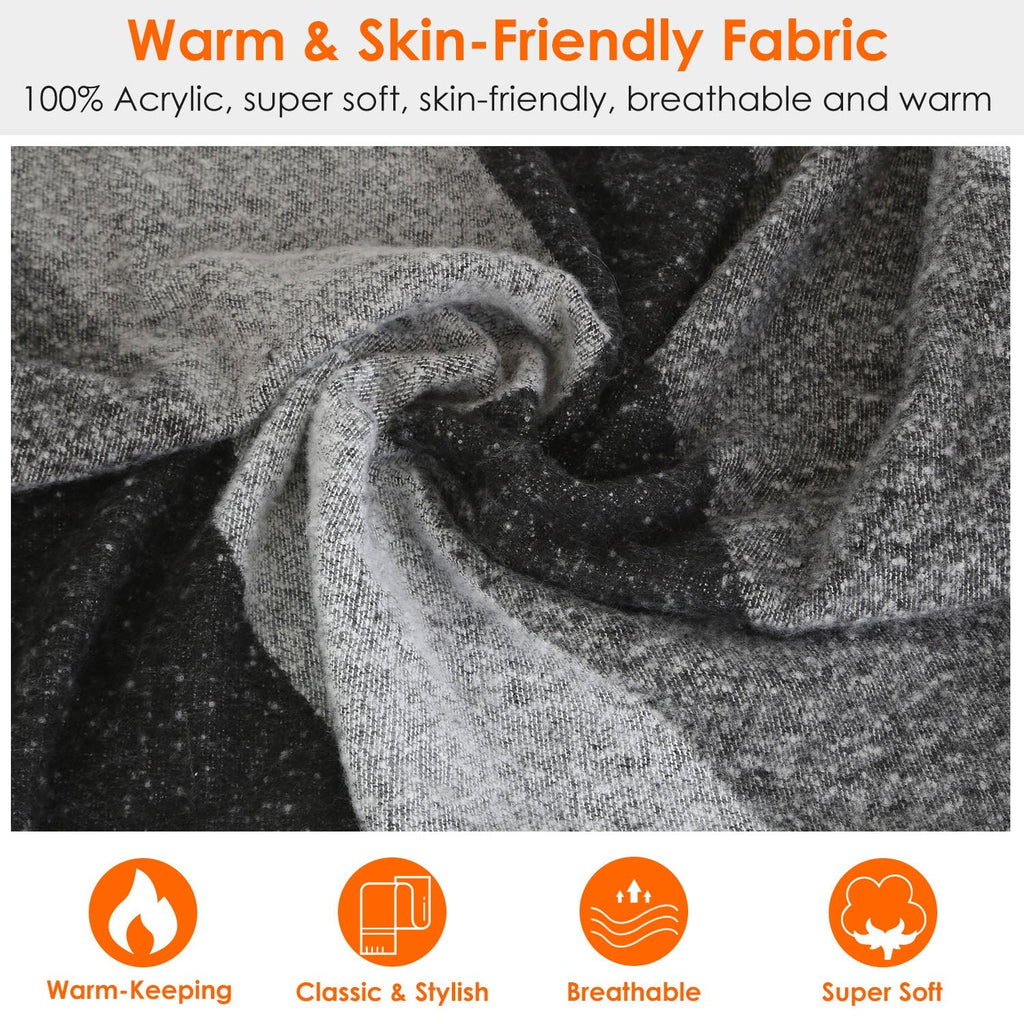 Women Winter Warm Scarf 74.8x25.6In Long Soft Knitted Shawl Extra Thick Plaid Blanket Wrap Cape