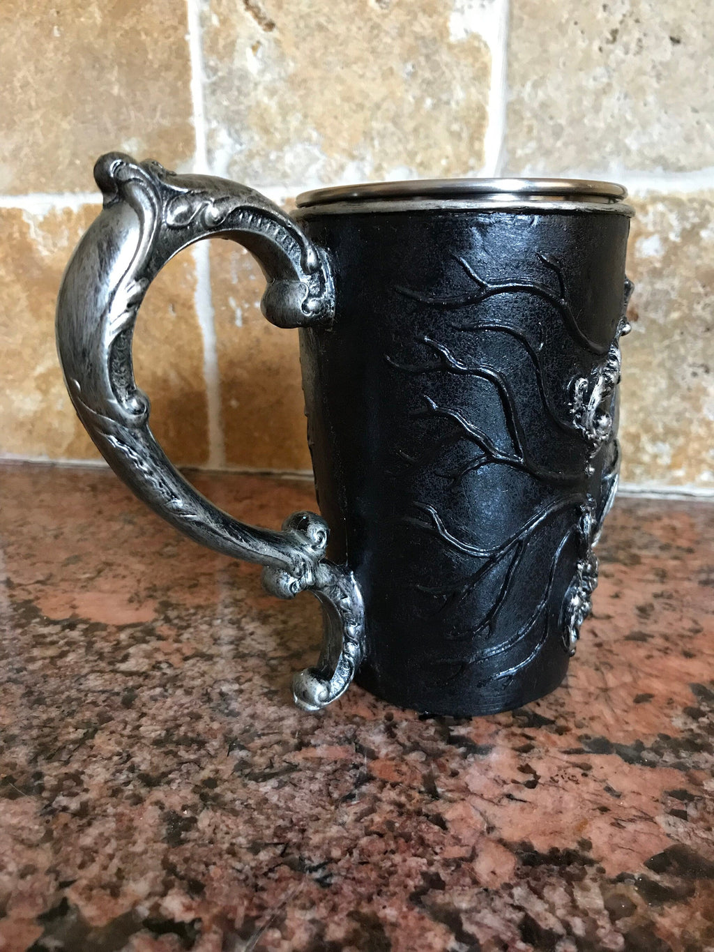 Anatomical Heart Mug, Hand Sculpted Resin Gothic Art Mug with Stainless Steel Liner| Spooky Heart Mug, Halloween Gift and Gothic Home Decor