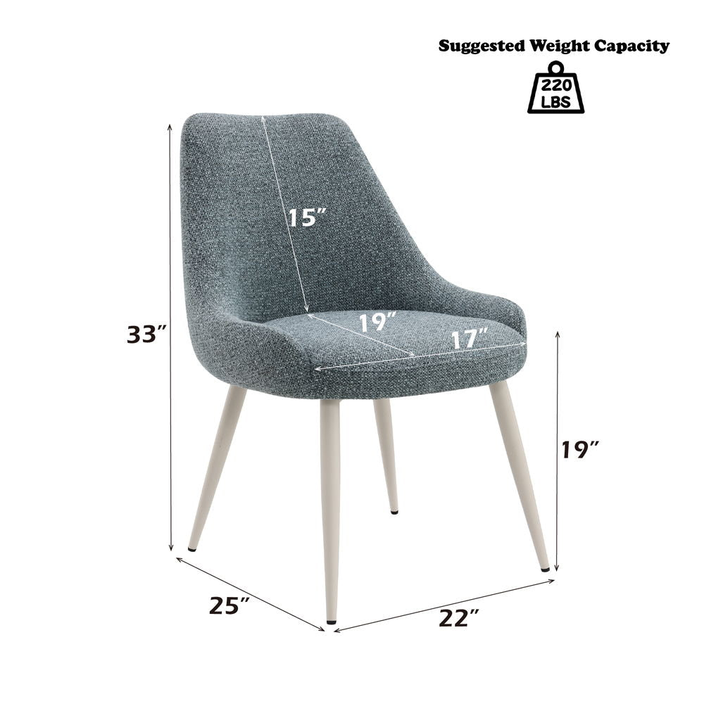 Laela - Side Chair (Set of 2) - Light Blue Boucle & White