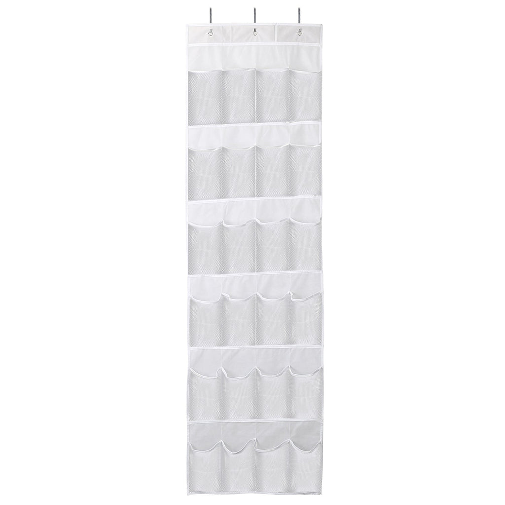 Over the Door Shoes Rack 24-Pocket Crystal Clear Organizer 6-Layer Hanging Storage Shelf for Shoes Slippers Small Toys Closet Cabinet