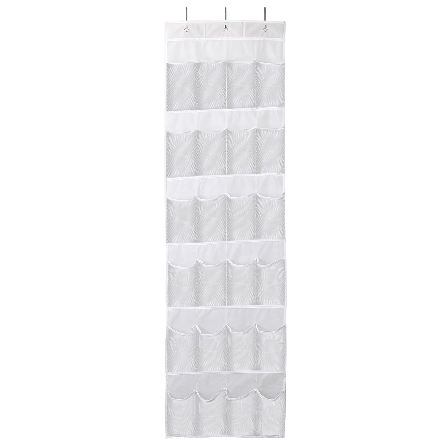 Over the Door Shoes Rack 24-Pocket Crystal Clear Organizer 6-Layer Hanging Storage Shelf for Shoes Slippers Small Toys Closet Cabinet