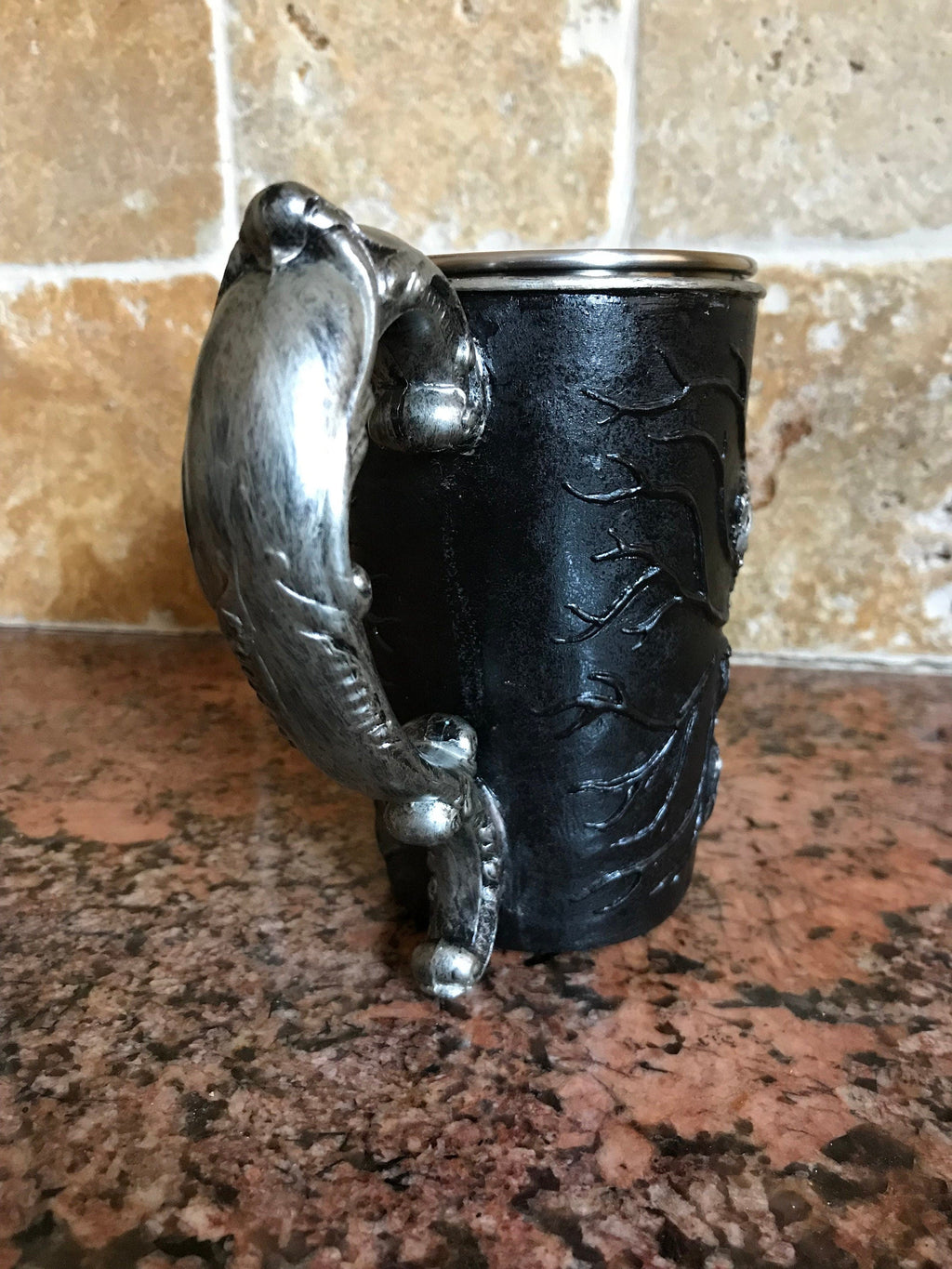 Anatomical Heart Mug, Hand Sculpted Resin Gothic Art Mug with Stainless Steel Liner| Spooky Heart Mug, Halloween Gift and Gothic Home Decor