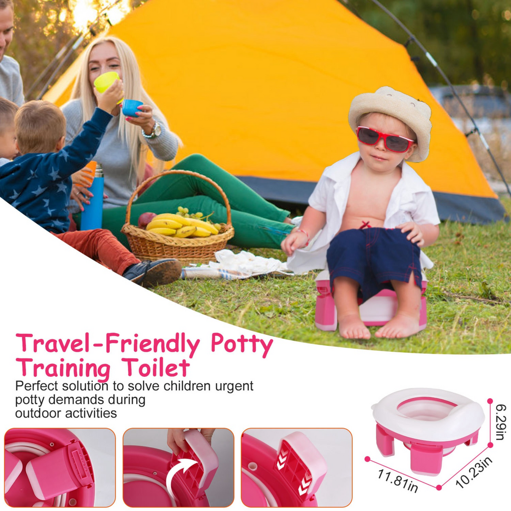 Portable Toddler Potty Toilet Foldable Potty Training Seat Cover with Splash Guard Include Storage Bag 20Psc Potty Bags Baby Toilet Trainer for Indoor