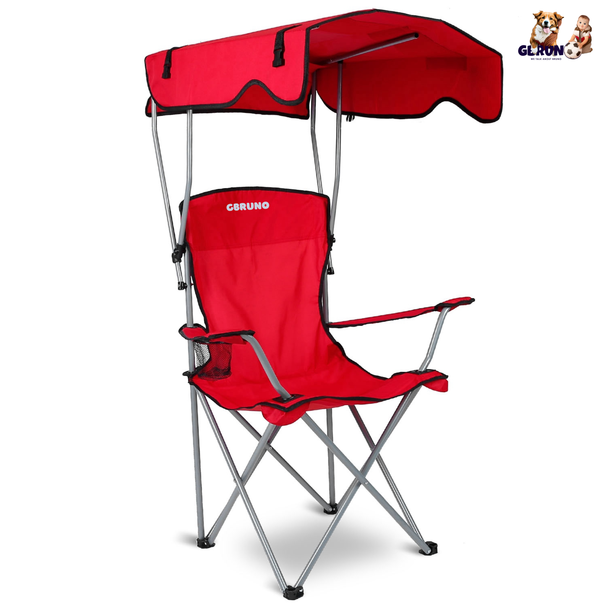 Foldable Beach Canopy Chair Sun Protection Camping Lawn Canopy Chair 330LBS Load Folding Seat w/ Cup Holder For Beach Poolside Travel Picnic